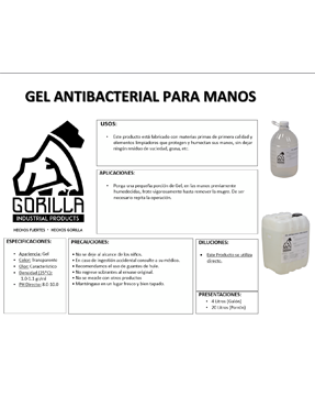 GEL ANTIBACTERIAL, GORILLA