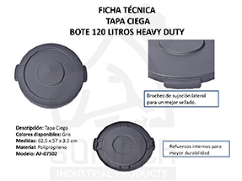 TAPA CIEGA HEAVY DUTY PARA BOTE DE 120L, GORILLA
