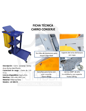 CARRO CONSERJE CON TAPA Y BOLSA HEAVY DUTY, GORILLA