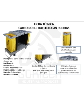 CARRO DOBLE HOTELERO SIN PUERTAS, GORILLA