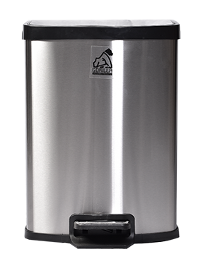 BOTE CUADRADO C/PEDAL ACERO INOX 12 L, GORILLA