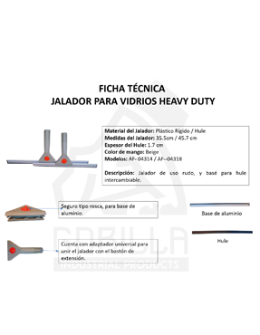 JALADOR PARA VIDRIOS 45 CM HEAVY DUTY, GORILLA