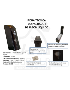 DESPACHADOR DE JABÓN LÍQUIDO 300 ML, GORILLA