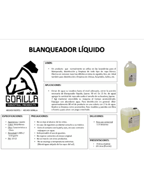 BLANQUEADOR LÍQUIDO, GORILLA