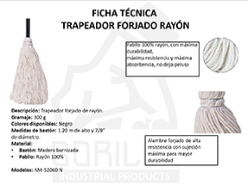 TRAPEADOR FORJADO RAYÓN C/BASTÓN DE MADERA 300 GRAMOS, GORILLA
