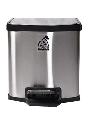 BOTE CUADRADO C/PEDAL ACERO INOX 5 L, GORILLA