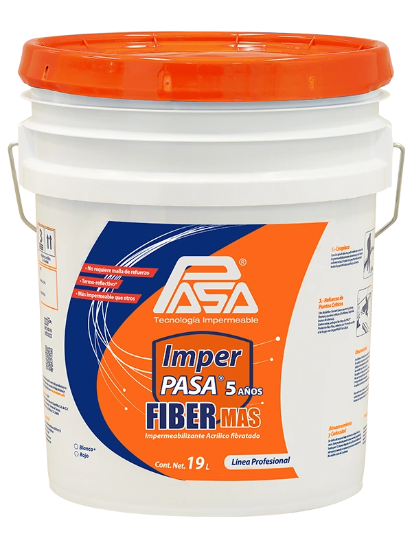 IMPERMEABILIZANTE ACRILICO FIBRATADO 5 AÑOS 22.7LT BLANCO PASA FIBER MAS