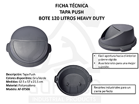 TAPA PUSH HEAVY DUTY PARA BOTE DE 120L, GORILLA