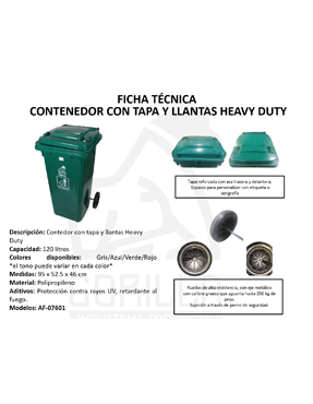 CONTENEDOR CON LLANTAS HEAVY DUTY 120L, GORILLA