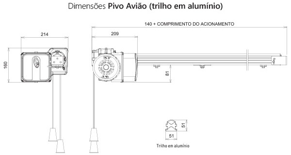 PIVO AVIÓN DE 1/4HP CON RIEL DE 1.50MTS PPA
