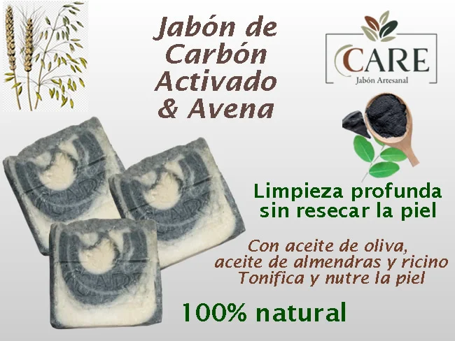Jabón de carbón activado y avena