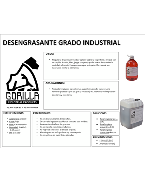 DESENGRASANTE GRADO INDUSTRIAL, GORILLA