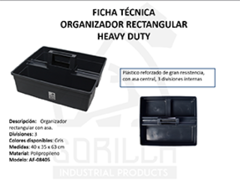 ORGANIZADOR RECTANGULAR HEAVY DUTY, GORILLA