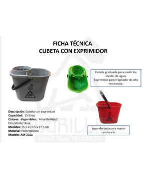 CUBETA CON EXPRIMIDOR 15 L, GORILLA