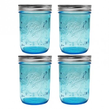 FRASCOS PARA ENVASE AZUL BALL 16oz (473ml) BOCA ANCHA 4PK 