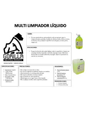 MULTILIMPIADOR LÍQUIDO, GORILLA