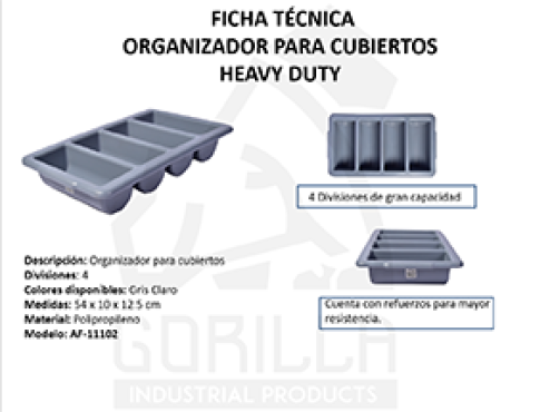 ORGANIZADOR PARA CUBIERTOS HEAVY DUTY, GORILLA