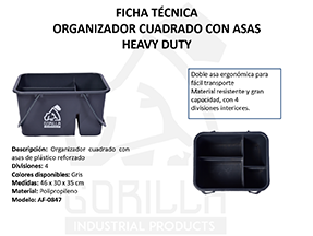 ORGANIZADOR CUADRADO C/ASAS HEAVY DUTY, GORILLA