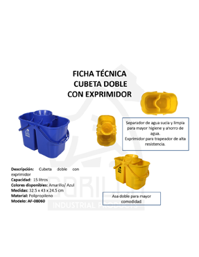 CUBETA DOBLE CON EXPRIMIDOR 15 L, GORILLA