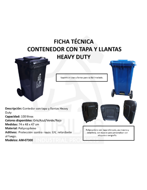 CONTENEDOR CON LLANTAS HEAVY DUTY 100L, GORILLA