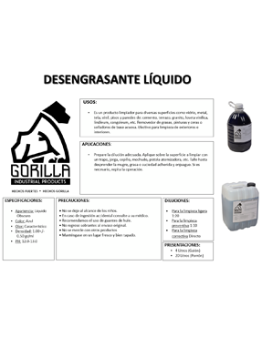 DESENGRASANTE LÍQUIDO, GORILLA