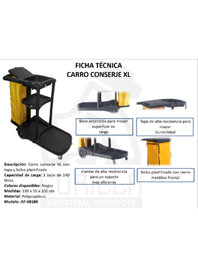 CARRO CONSERJE XL CON TAPA Y BOLSA, GORILLA