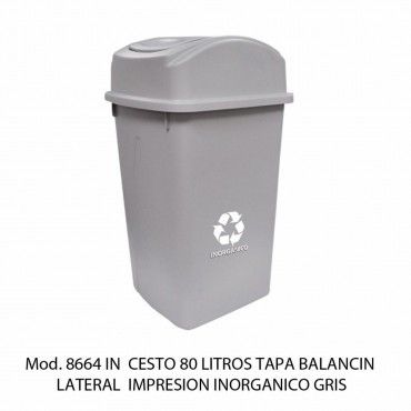 BOTE DE BASURA BALANCIN LATERAL 80 LTS, SABLON