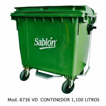 CONTENEDOR 1100L VERDE CON PEDAL, SABLÓN