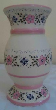 Florero Boliche color rosa de cerámica alta temperatura