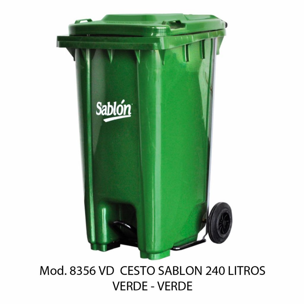 CONTENEDOR DE BASURA CON PEDAL 240 LTS, SABLÓN