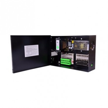 Fuente para CCTV dual 8 Salidas a 12Vcd Regulados 5 Amp y 8 Salidas a 24 Vca 4 Amp.