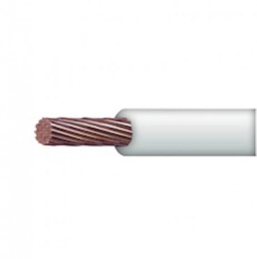 Cable 10 awg color blanco,Conductor de cobre suave cableado. Aislamiento de PVC, autoextinguible. BOBINA 100 MTS