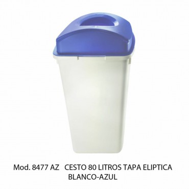 BOTE DE BASURA TAPA ELIPTICA 80 LTS, SABLON