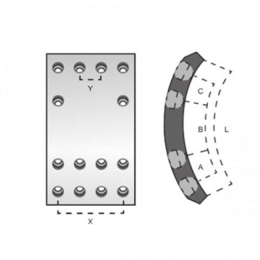 BALATA FRENO DE BLOCK AMERICAN BRAKEBLOK 14 PERFORACIONES PARA FREIGHTLINER