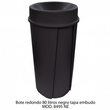 BOTE DE BASURA REDONDO 80L TAPA EMBUDO, SABLON