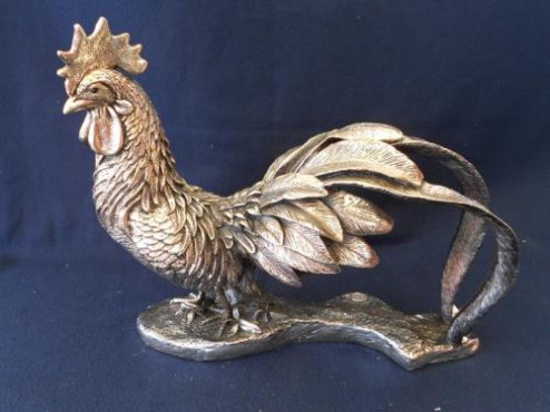 gallo grande de plata ,en artesanias de plata 