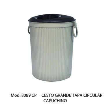 CESTO DE BASURA CON TAPA CIRCULAR, SABLON