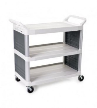 Carrito de servicio Rubbermaid con tres paneles laterales