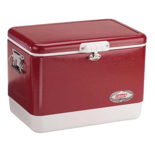 HIELERA 54 QT ROJA DE ACERO, COLEMAN