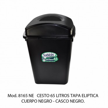 CESTO CON TAPA ELÍPTICA BOTE NEGRO, SABLON